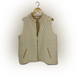 Liz Claiborne 2X Beige/White Striped Vest